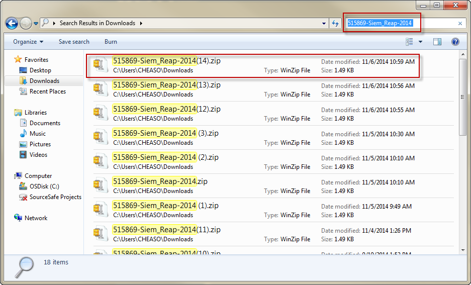 Search Results with the Red Enclosed Boxes Showing the Matching IVT File